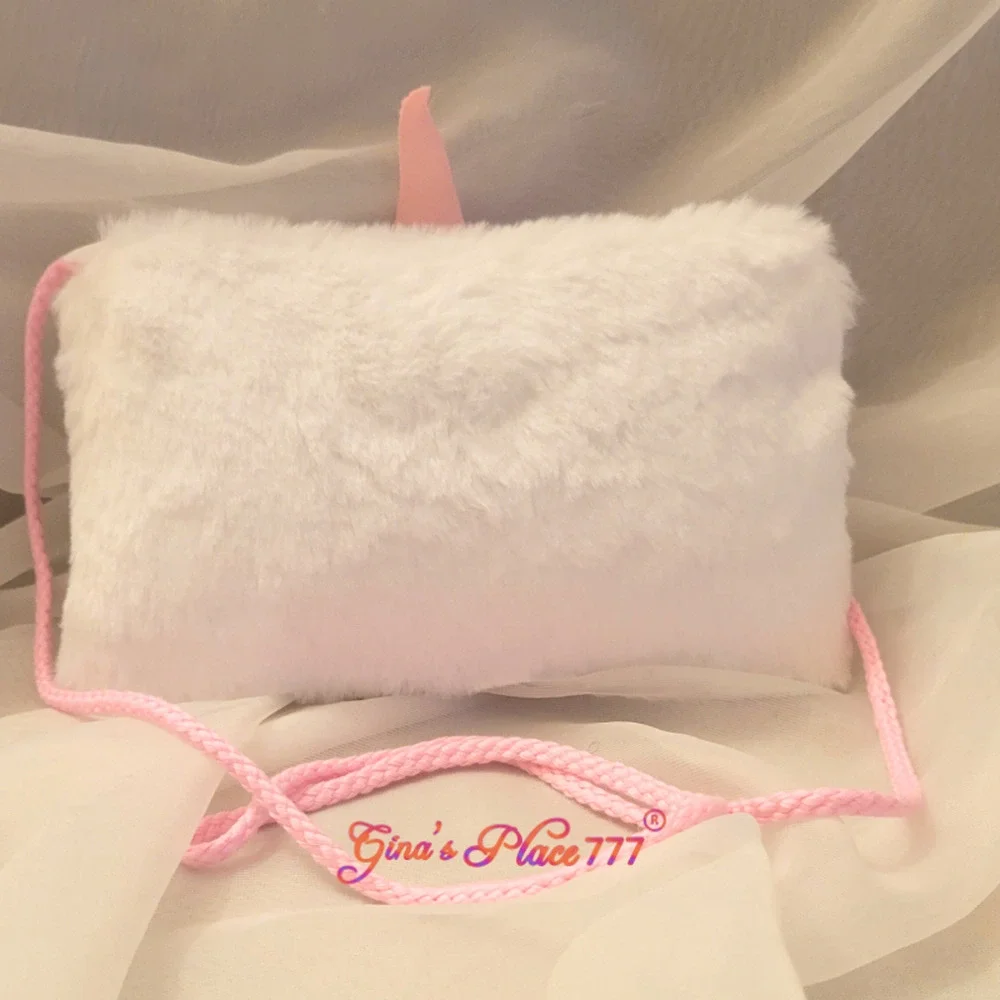 Girls Vibrant Unicorn Sequin Plush Soft Crossbody Bag/Purse White